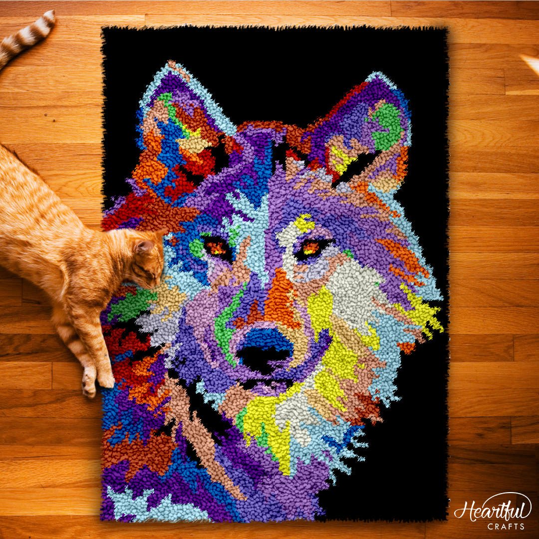 Colorful Wolf - Latch Hook Rug Kit - Latch Hook Crafts