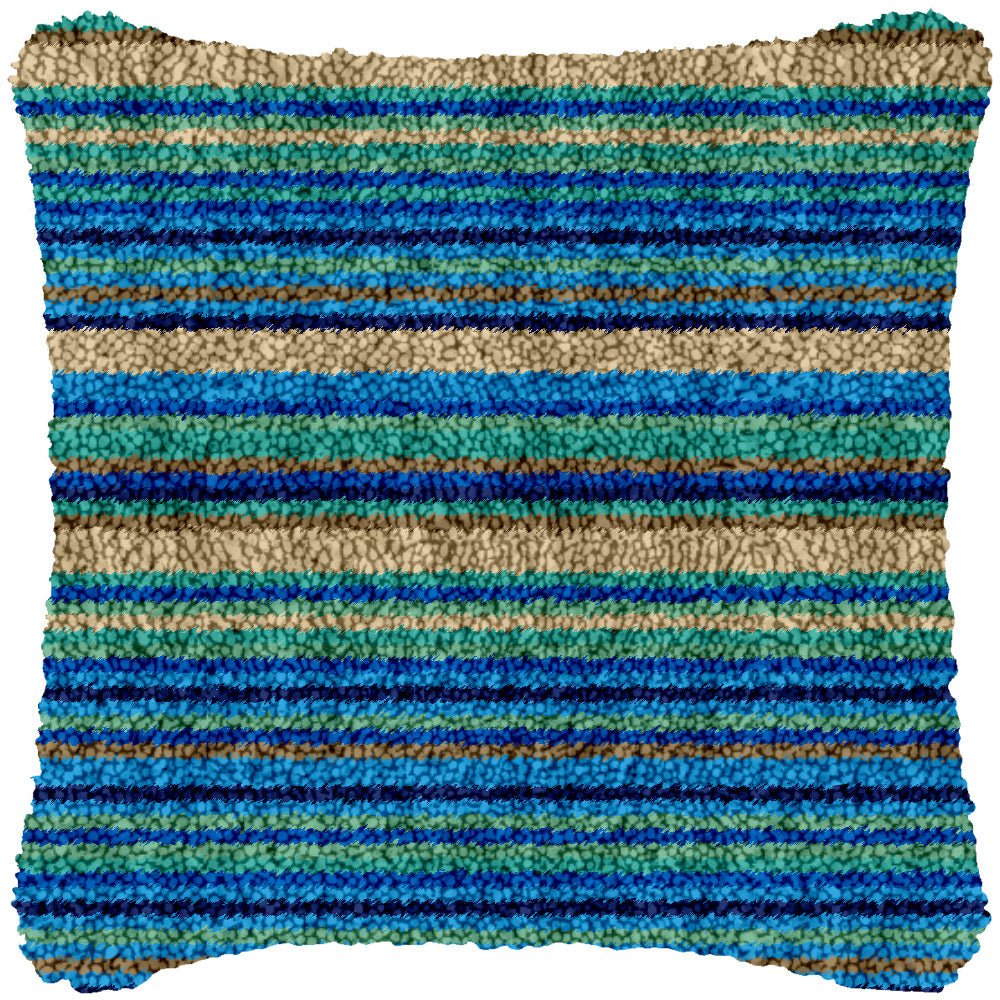 Cool Blue Lines - Latch Hook Pillowcase Kit - Latch Hook Crafts