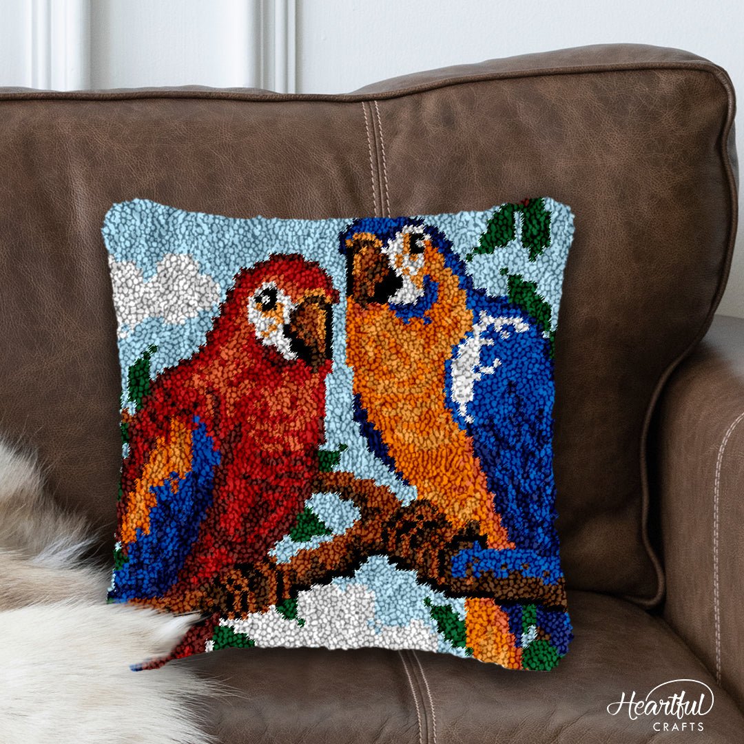 Couple Parrots - Latch Hook Pillowcase Kit - Latch Hook Crafts