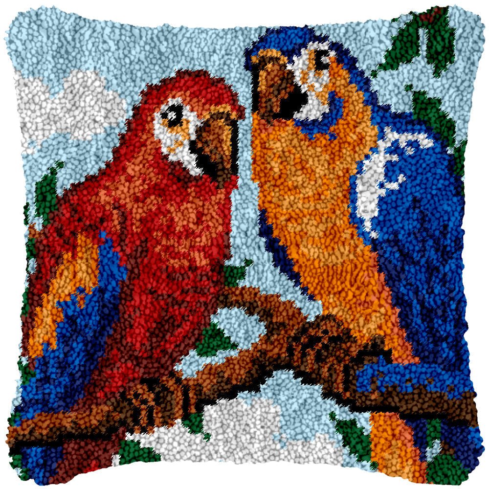 Couple Parrots DIY Latch Hook Pillowcase Making Kit For Adults – Latch ...
