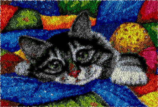 Cozy Kitty - Latch Hook Rug Kit - Heartful Crafts | DIY Latch Hook