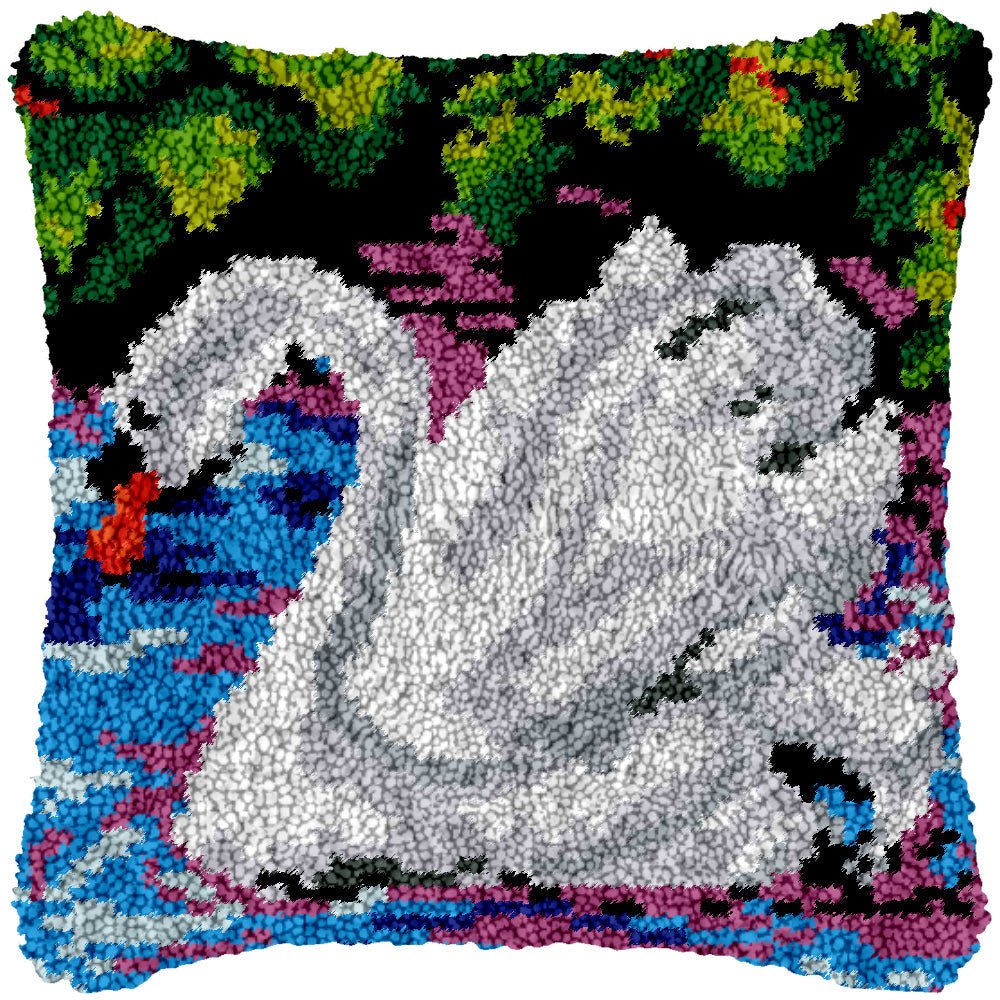 Curious Swan - Latch Hook Pillowcase Kit - DIY Latch Hook
