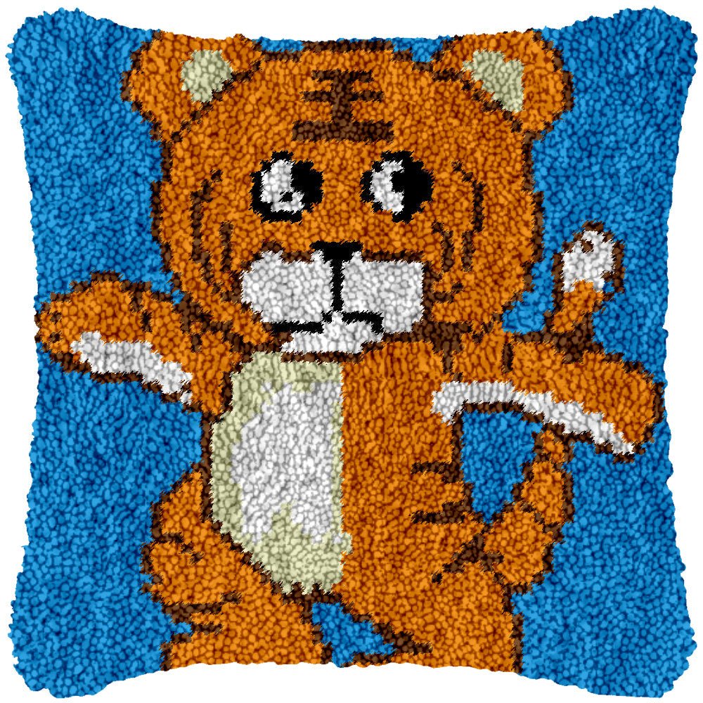 Dancing Tiger - Latch Hook Pillowcase Kit - DIY Latch Hook