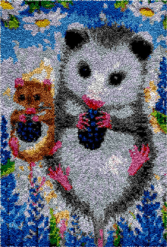 Dangling Opossums - Latch Hook Rug Kit - Heartful Crafts | DIY Latch Hook