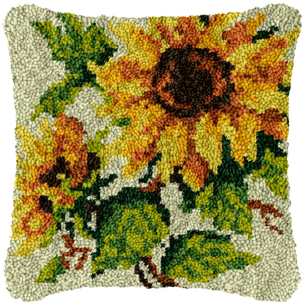 Dark Sunflowers - Latch Hook Pillowcase Kit - DIY Latch Hook