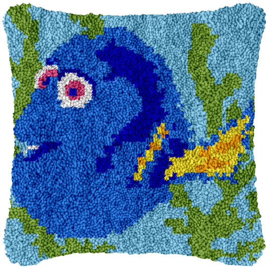 Deep Blue Fish - Latch Hook Pillowcase Kit - Latch Hook Crafts