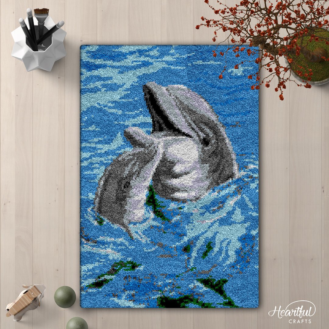 Dolphin Attraction - Latch Hook Rug Kit - Heartful Crafts | DIY Latch Hook