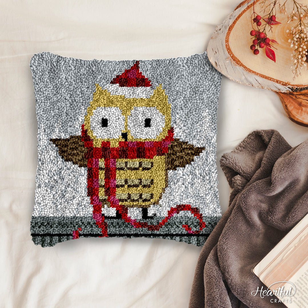 Dressed Up Owl - Latch Hook Pillowcase Kit - Latch Hook Crafts