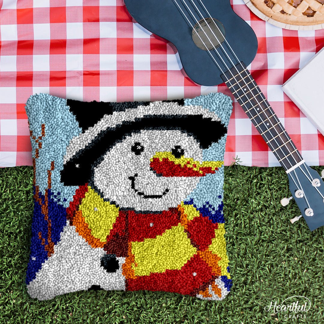 Dressed Up Snowman - Latch Hook Pillowcase Kit - Latch Hook Crafts