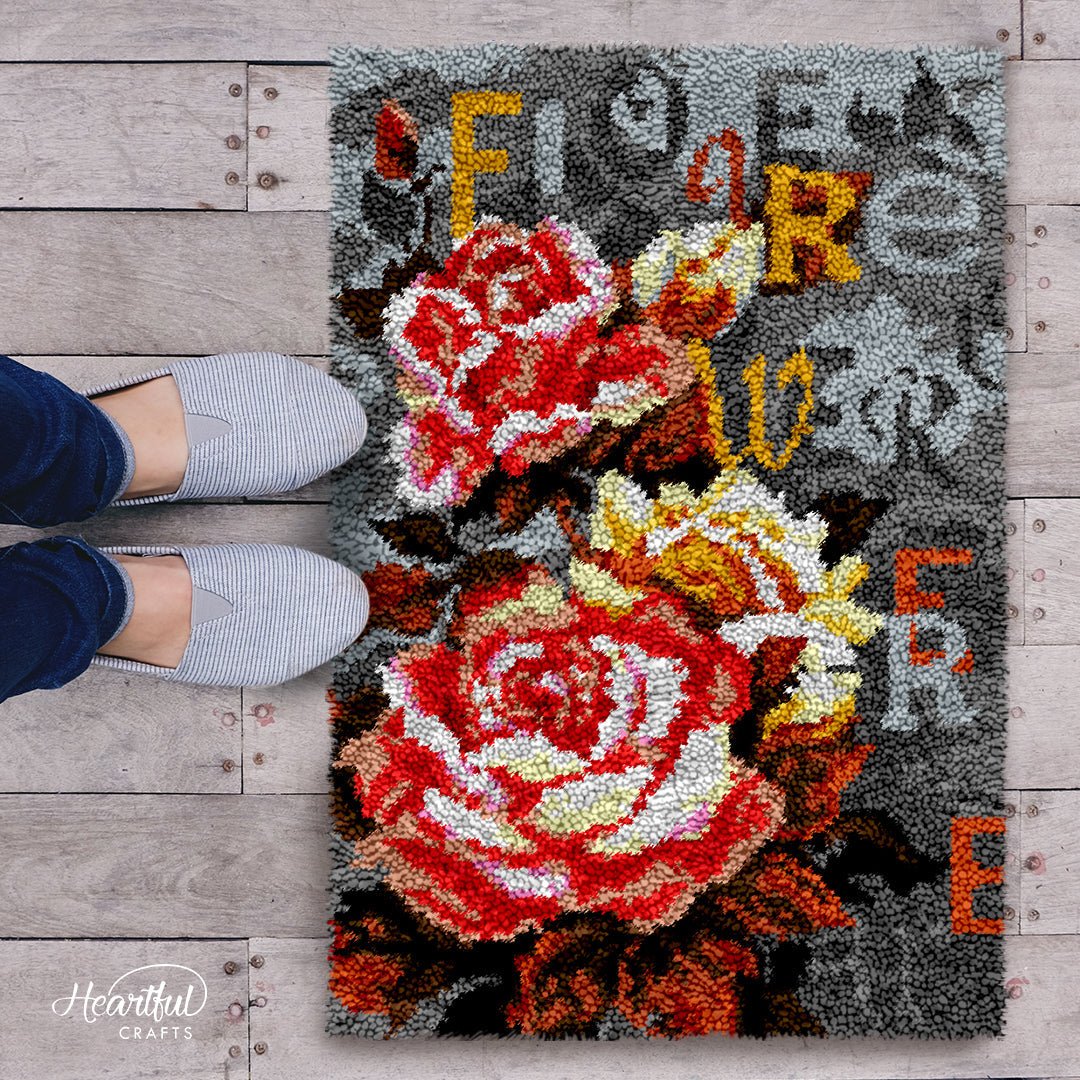 Eternal Roses DIY Latch Hook Rug Making Kit For Adults – Latch Hook Crafts