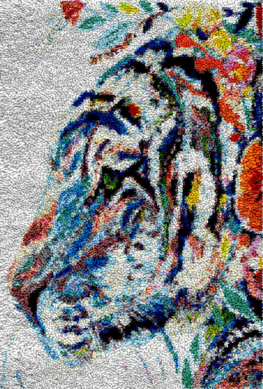 Ethnic White Tiger - Latch Hook Rug Kit - Heartful Crafts | DIY Latch Hook