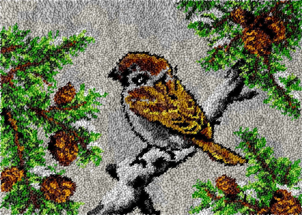 Eurasian Tree Sparrow - Latch Hook Rug Kit - Latch Hook Crafts