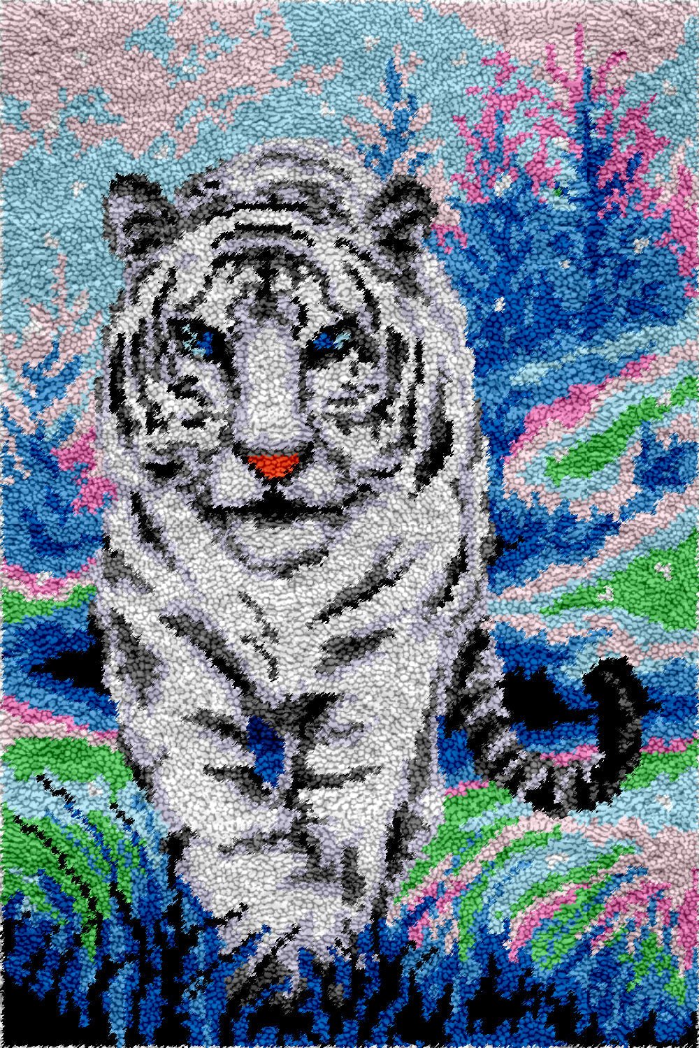 Extraordinary White Tiger DIY Latch Hook Rug Making Kit For Adults ...