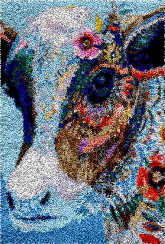 Face Painted Cow - Latch Hook Rug Kit - Heartful Crafts | DIY Latch Hook
