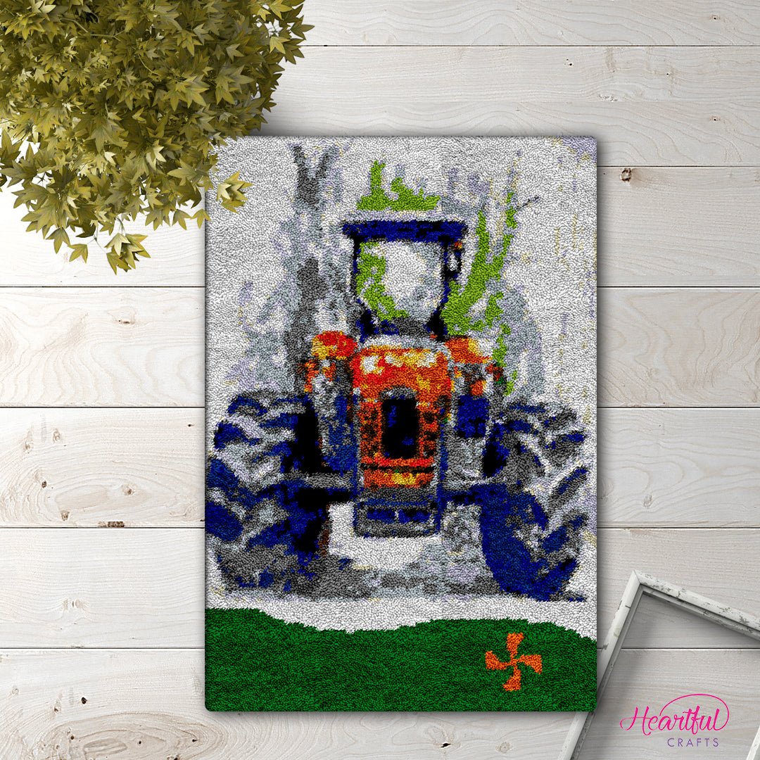 Farm Tractor - Latch Hook Rug Kit - Heartful Crafts | DIY Latch Hook