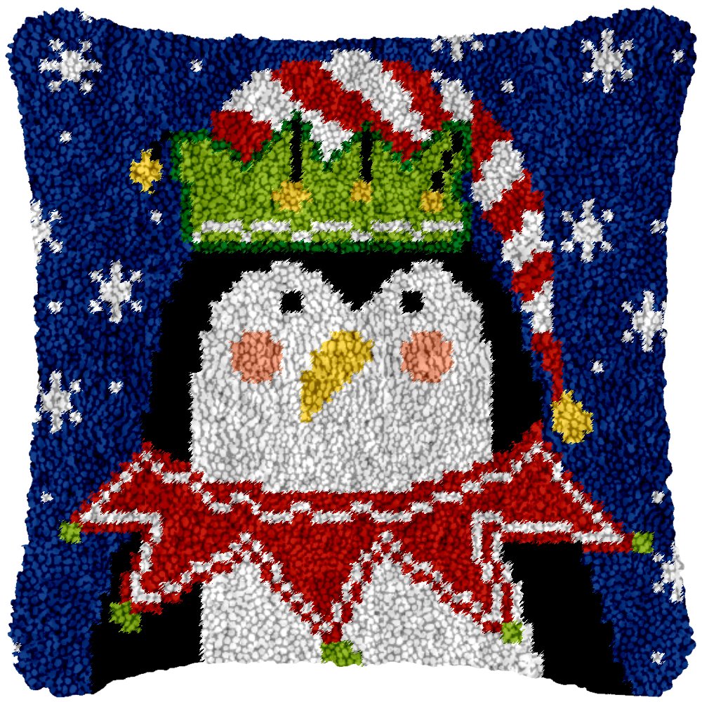 Festive Penguin - Latch Hook Pillowcase Kit - Latch Hook Crafts