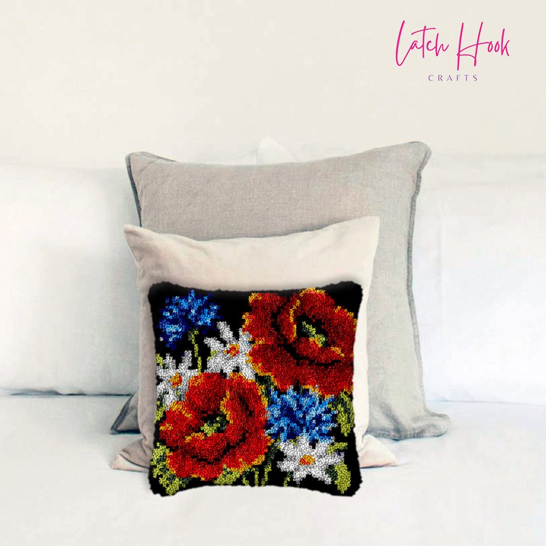 Field of Flowers - Latch Hook Pillowcase Kit - Latch Hook Crafts