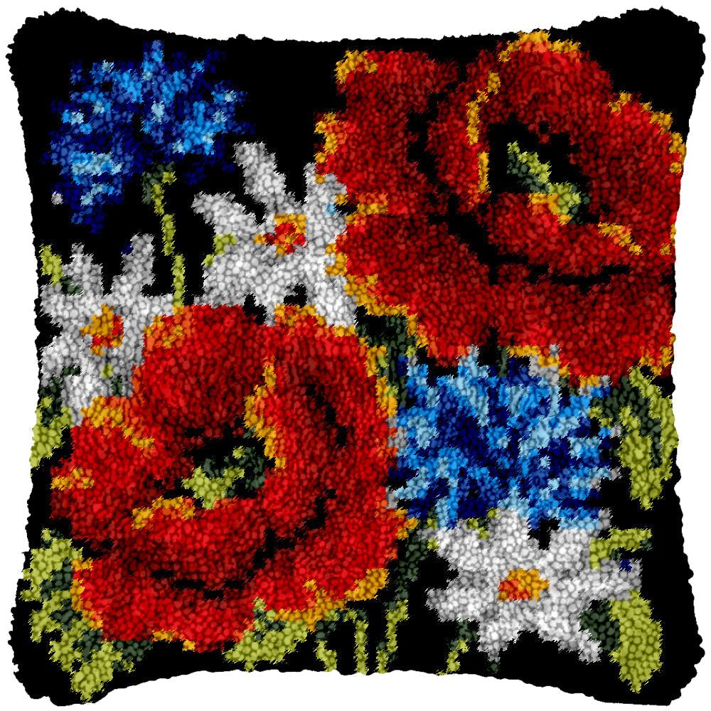 Field of Flowers - Latch Hook Pillowcase Kit - Latch Hook Crafts