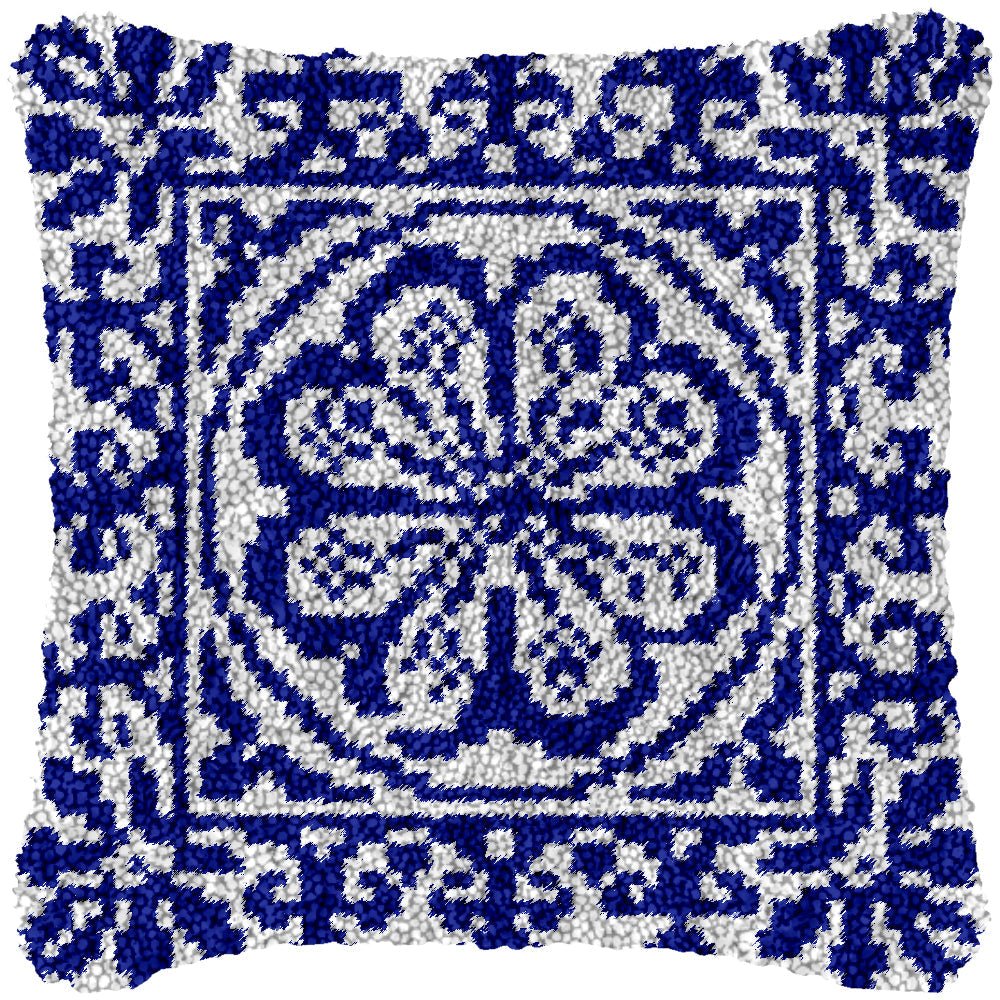 Floral Blue - Latch Hook Pillowcase Kit - Latch Hook Crafts