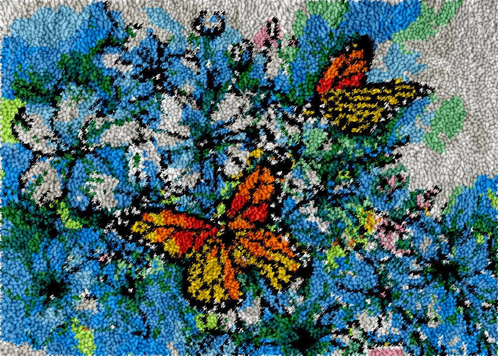 Flowers and Butterflies - Latch Hook Rug Kit - Latch Hook Crafts