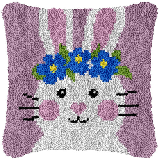 Flowery Rabbit - Latch Hook Pillowcase Kit - Latch Hook Crafts