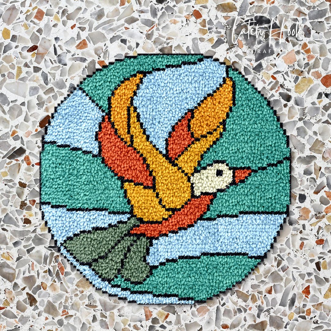 Flying Bird Stained Glass - Latch Hook Rug Kit - Latch Hook Crafts