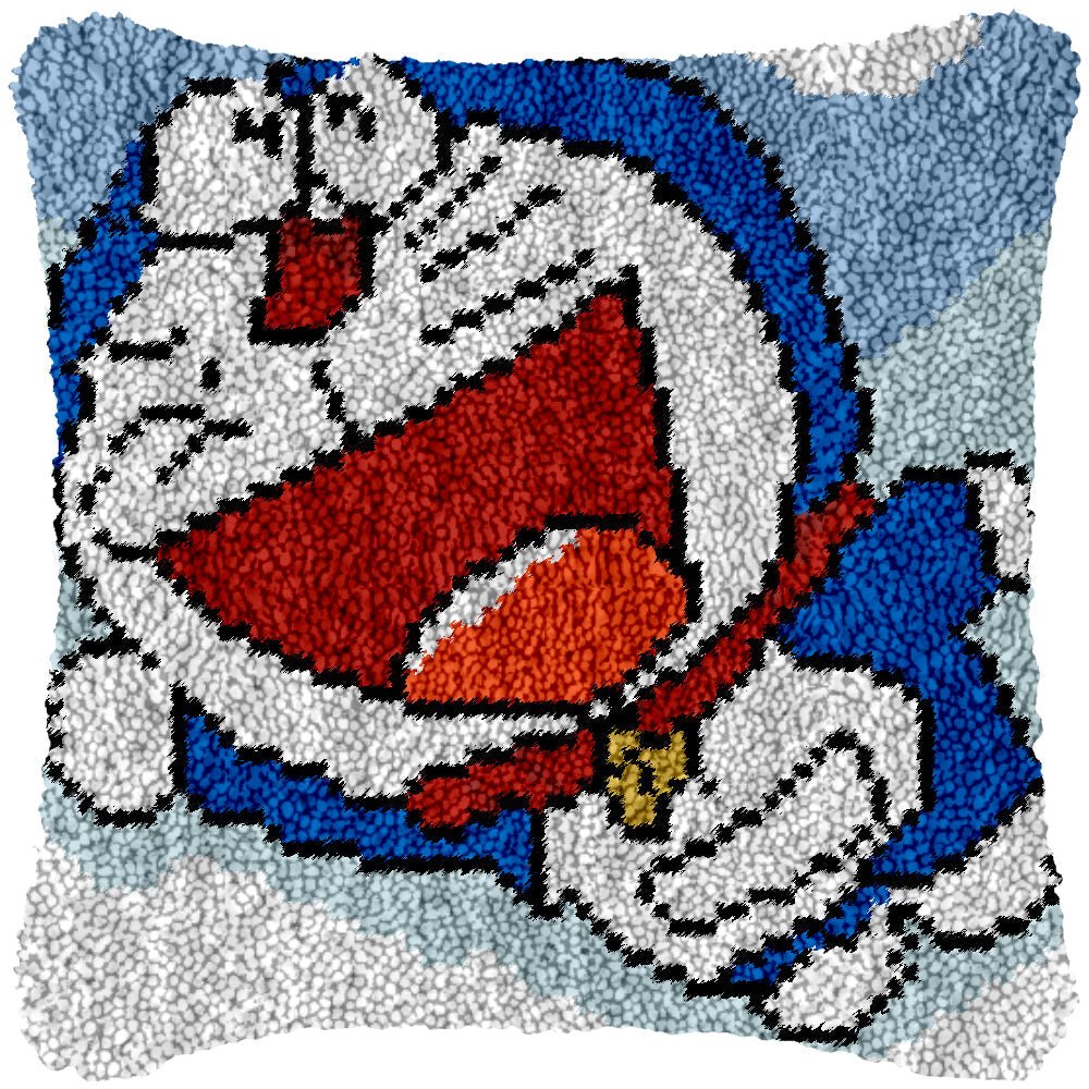 Flying Doraemon - Latch Hook Pillowcase Kit - Latch Hook Crafts