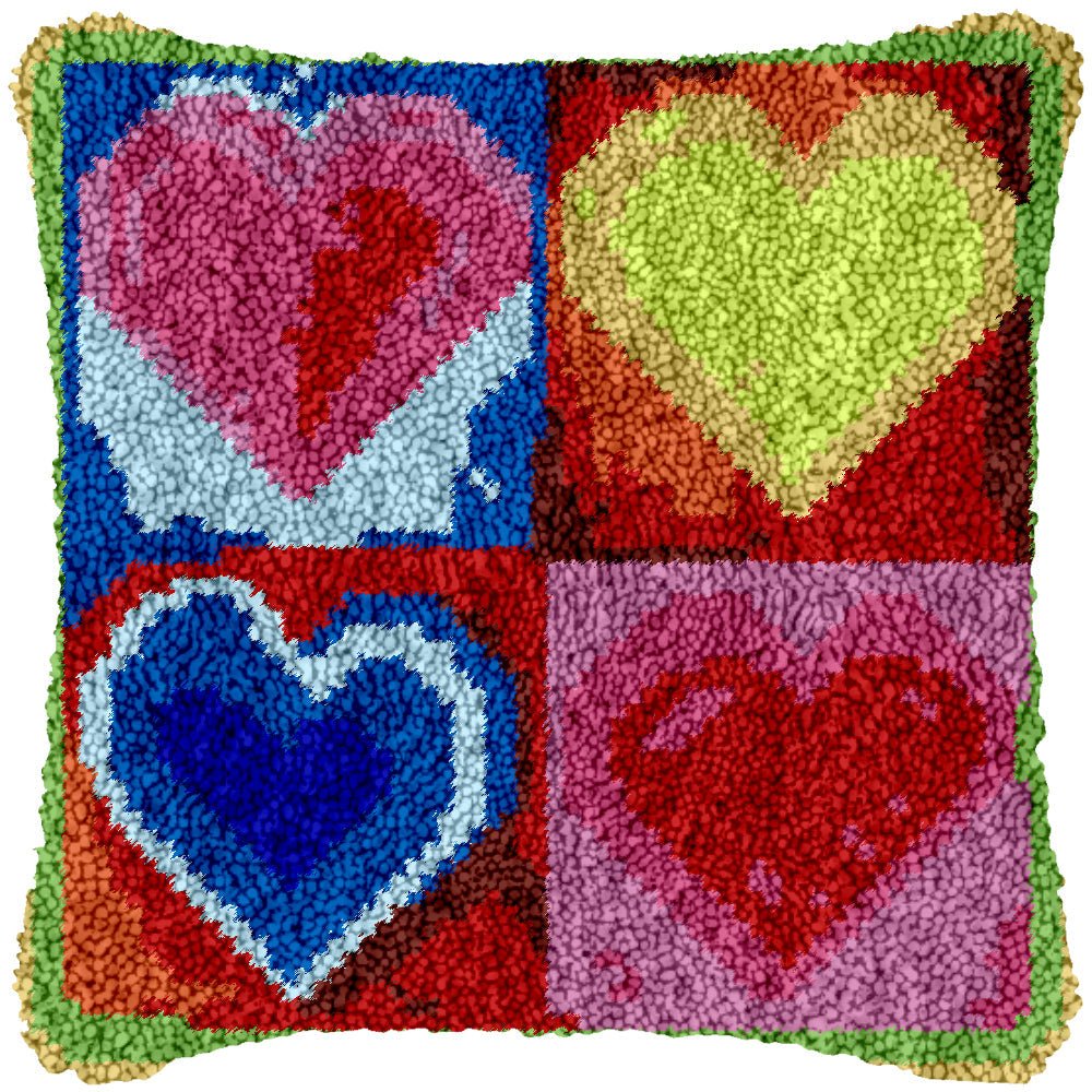 Four Square Love - Latch Hook Pillowcase Kit - Latch Hook Crafts