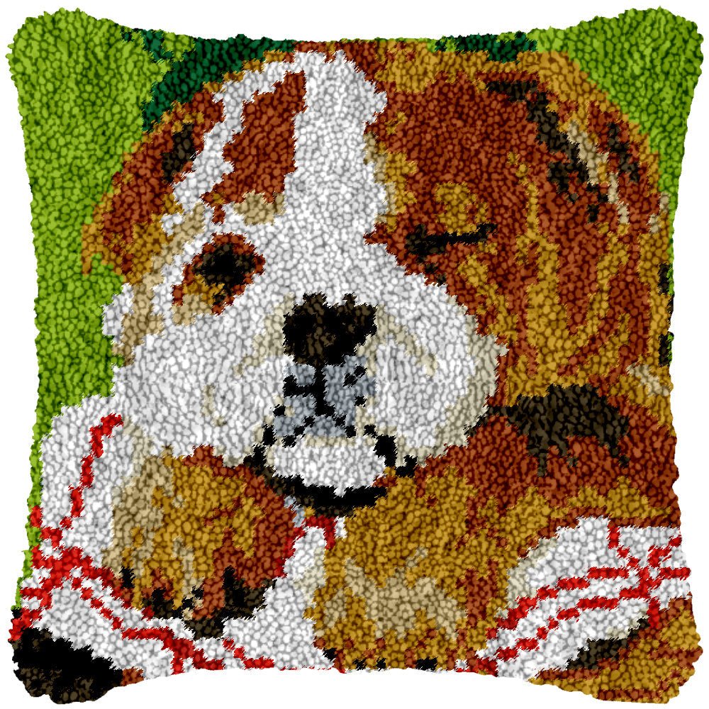 French Bulldog (Green) - Latch Hook Pillowcase Kit - DIY Latch Hook