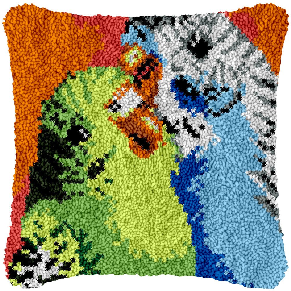 Fuzzy Parrots - Latch Hook Pillowcase Kit - Latch Hook Crafts