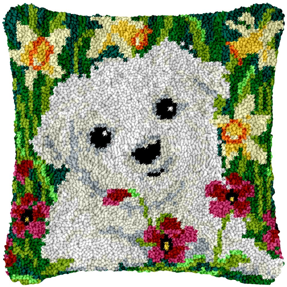 Garden Puppy - Latch Hook Pillowcase Kit - Latch Hook Crafts