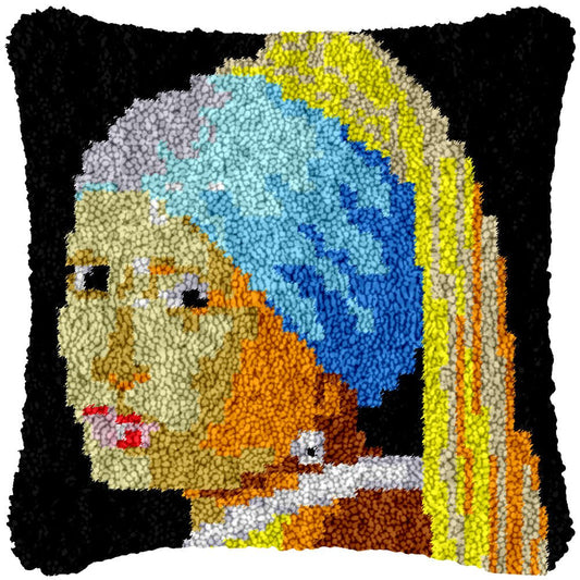 Girl with a Pearl - Latch Hook Pillowcase Kit - Latch Hook Crafts