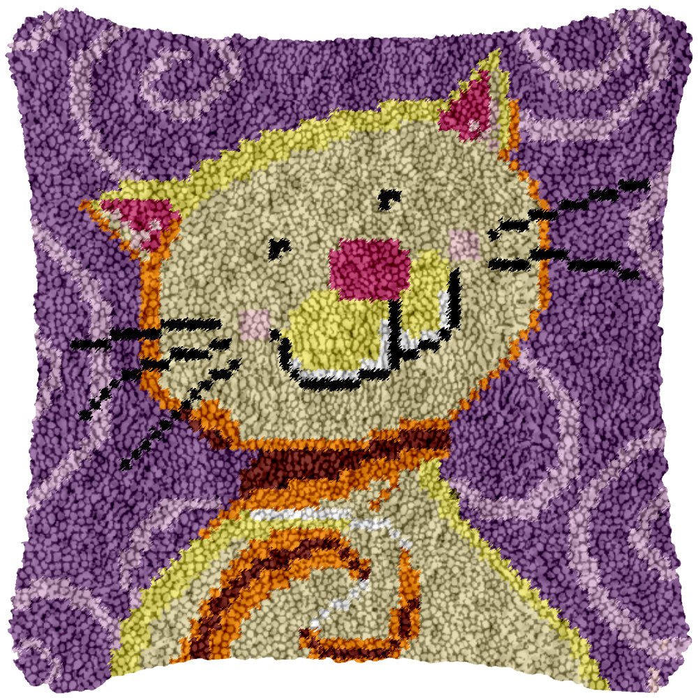 Goofy Cat - Latch Hook Pillowcase Kit - Latch Hook Crafts