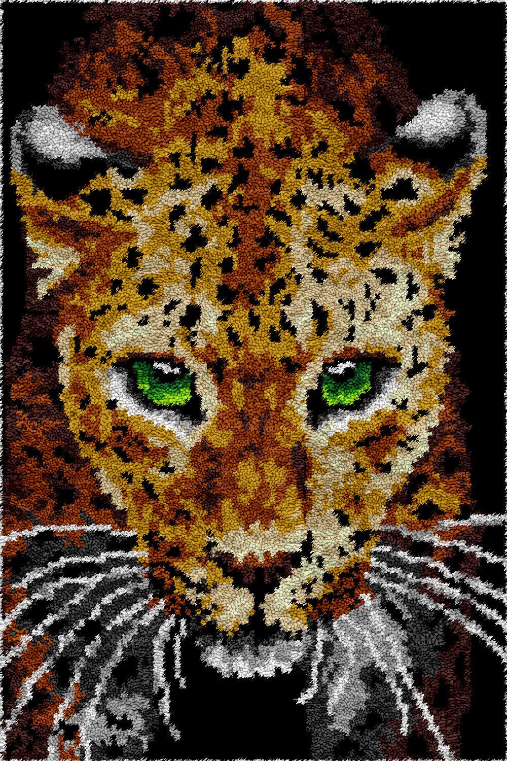 Green Eyed Leopard - Latch Hook Rug Kit - diy-latch-hook