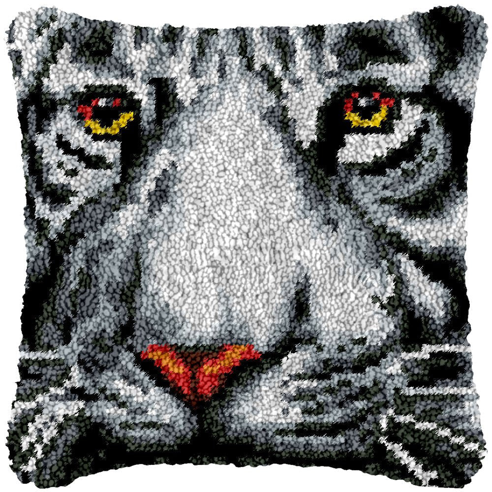 Green Eyed Tiger - Latch Hook Pillowcase Kit - diy-latch-hook