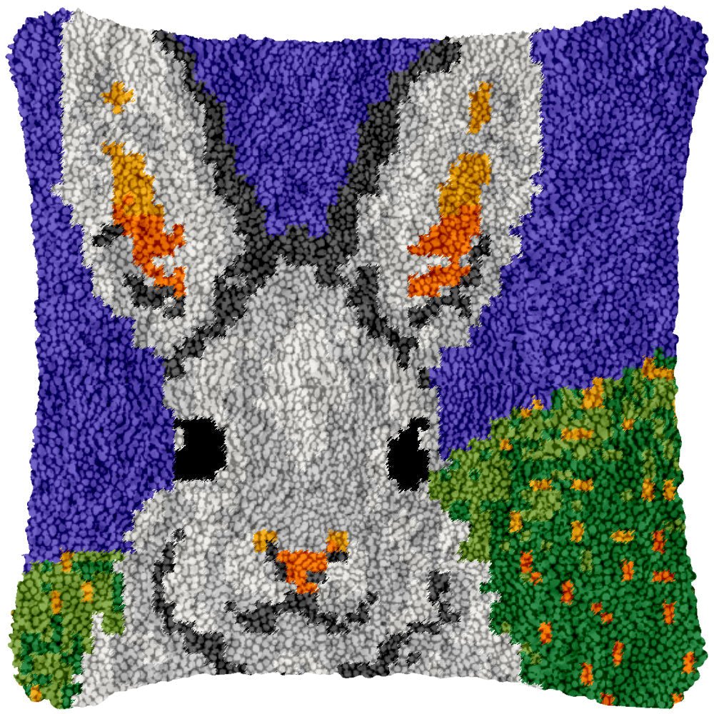 Grey Bunny - Latch Hook Pillowcase Kit - Latch Hook Crafts