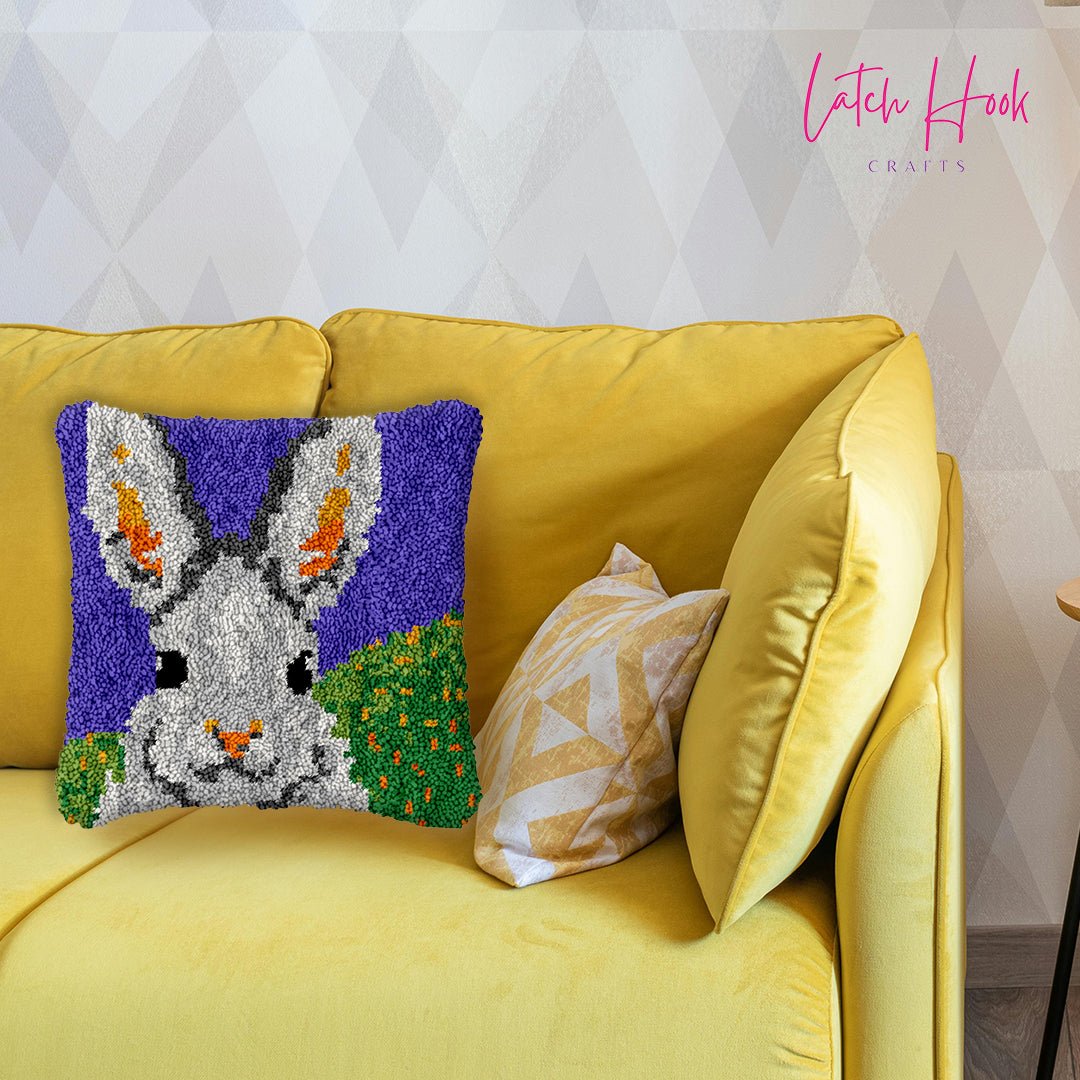 Grey Bunny - Latch Hook Pillowcase Kit - Latch Hook Crafts