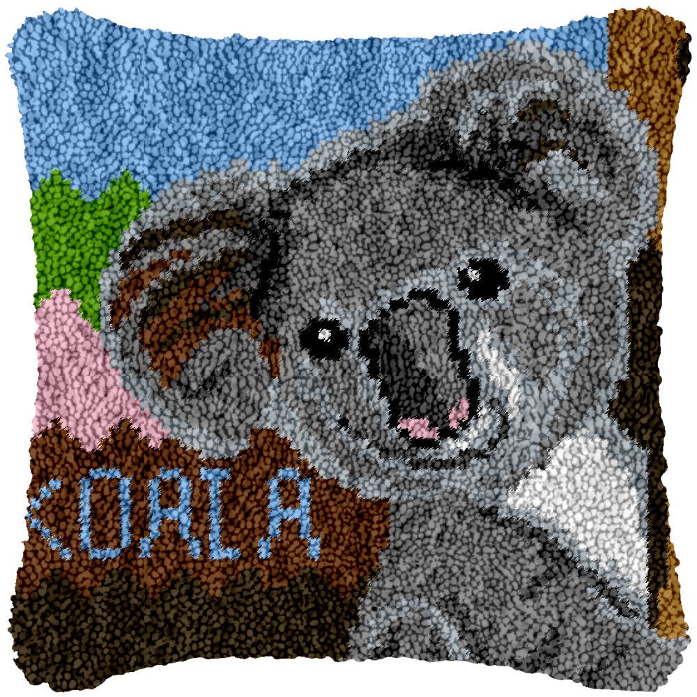 Grey Koala - Latch Hook Pillowcase Kit - Latch Hook Crafts