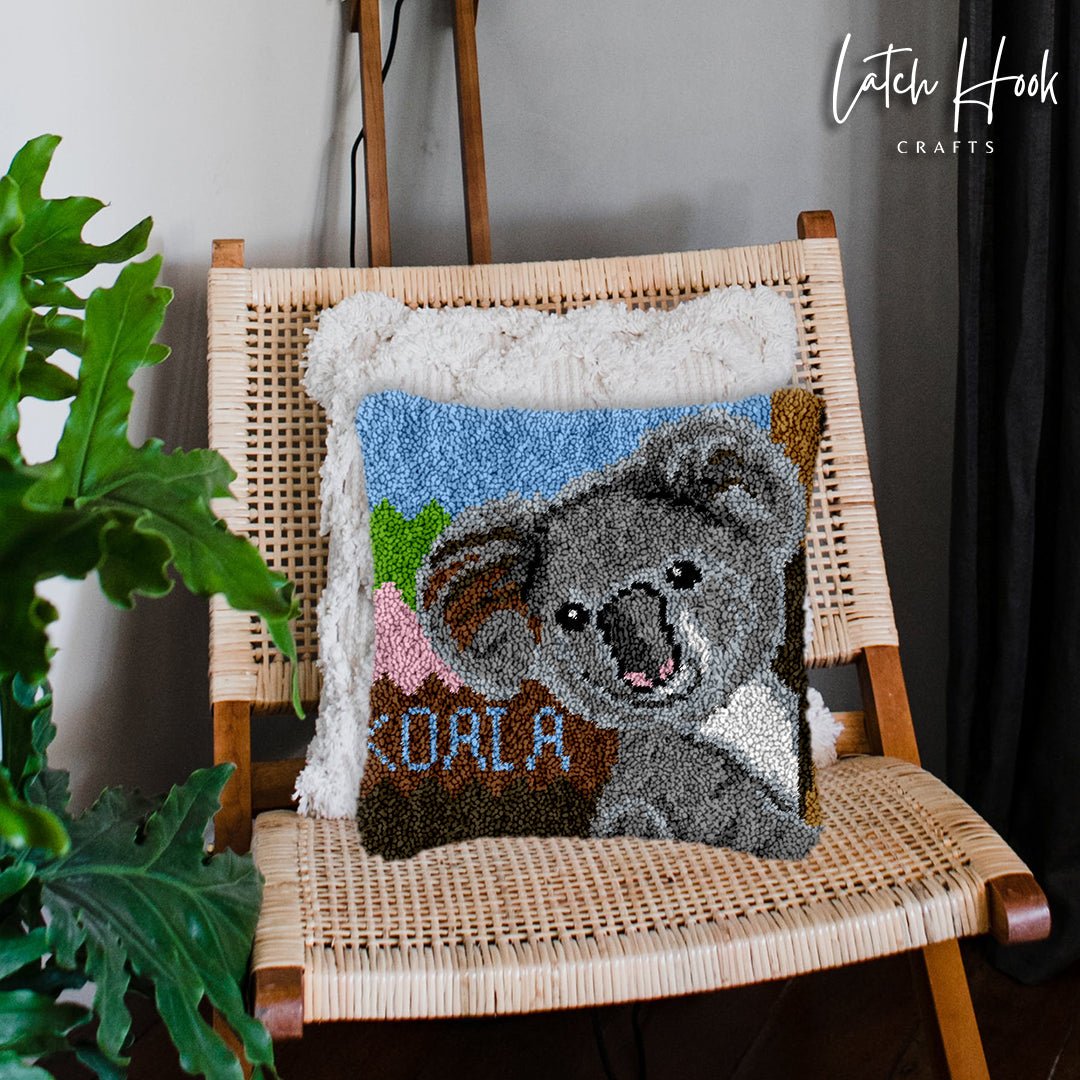 Grey Koala - Latch Hook Pillowcase Kit - Latch Hook Crafts