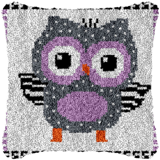 Grey Striped Owl - Latch Hook Pillowcase Kit - diy-latch-hook