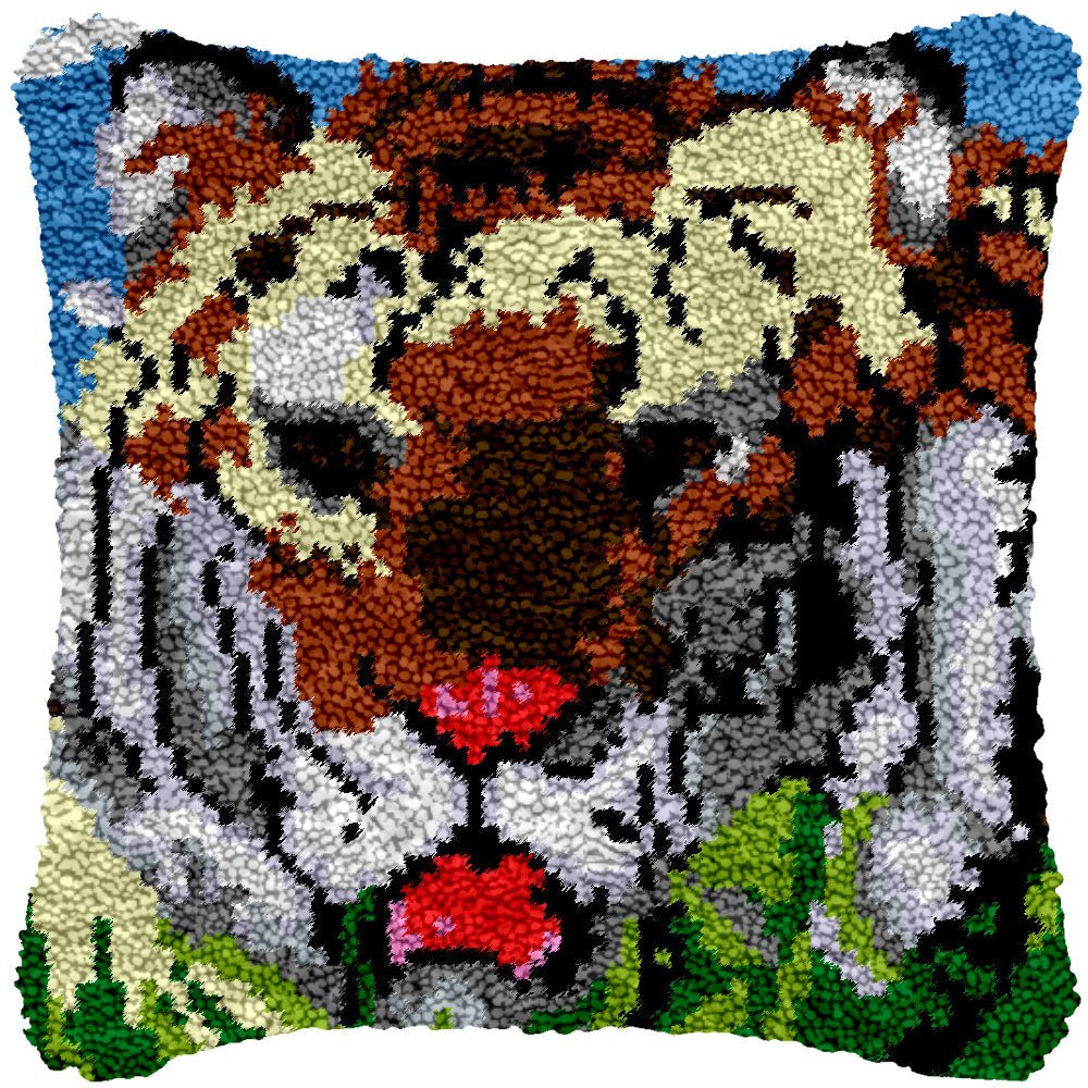 Growling Tiger - Latch Hook Pillowcase Kit - Latch Hook Crafts