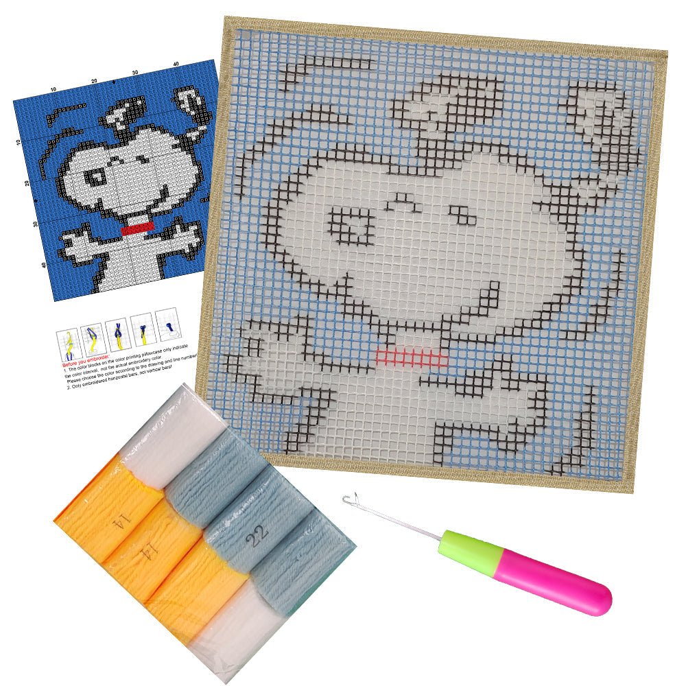 Happy Snoopy - Latch Hook Kit for Kids - diy-latch-hook