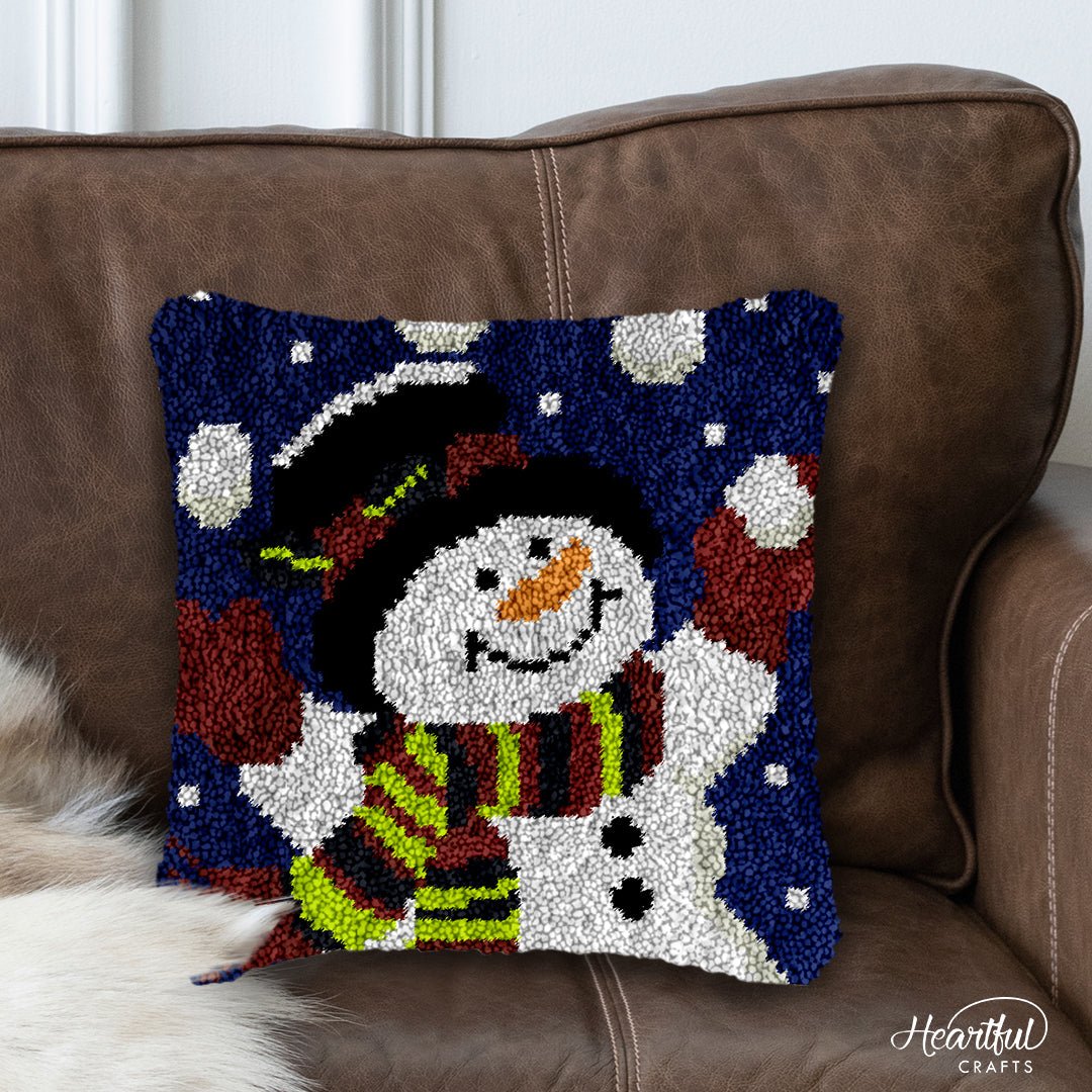 Happy Snowman - Latch Hook Pillowcase Kit - Latch Hook Crafts
