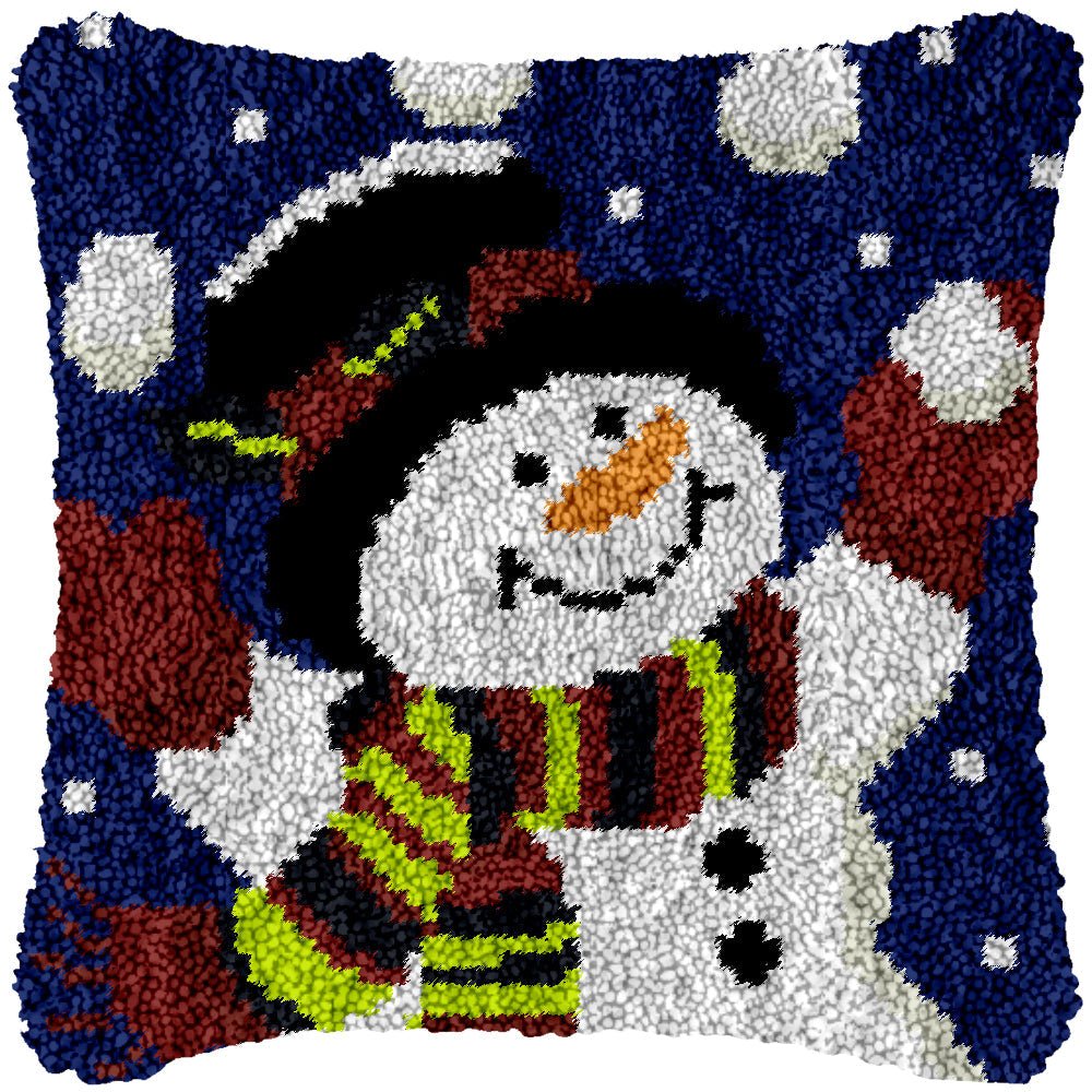 Happy Snowman - Latch Hook Pillowcase Kit - Latch Hook Crafts