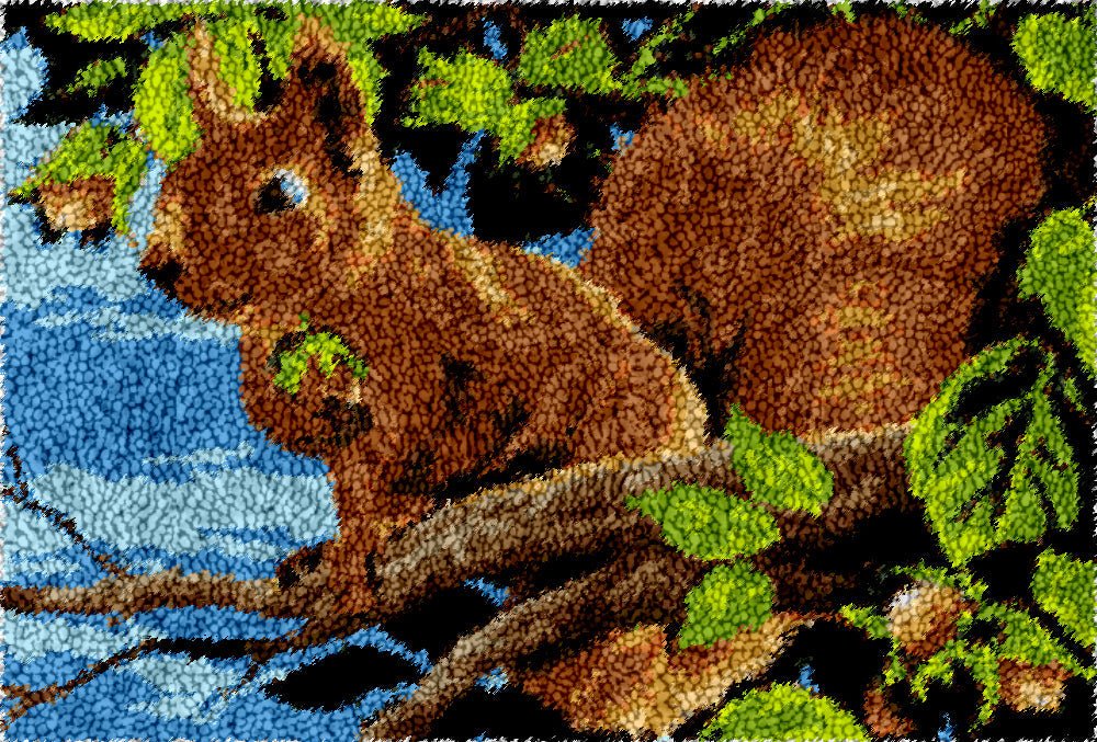 Happy Squirrel - Latch Hook Rug Kit - Heartful Crafts | DIY Latch Hook