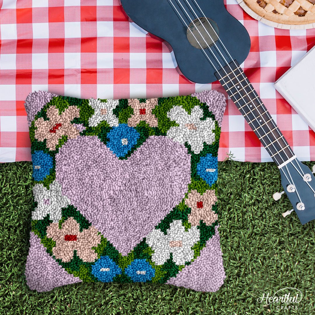 Heart of Flowers - Latch Hook Pillowcase Kit - Latch Hook Crafts