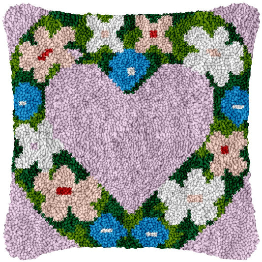 Heart of Flowers - Latch Hook Pillowcase Kit - Latch Hook Crafts