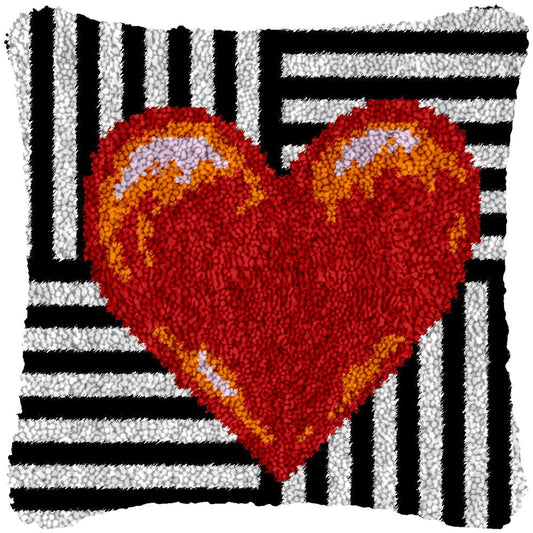 Heart Stripes - Latch Hook Pillowcase Kit - Latch Hook Crafts