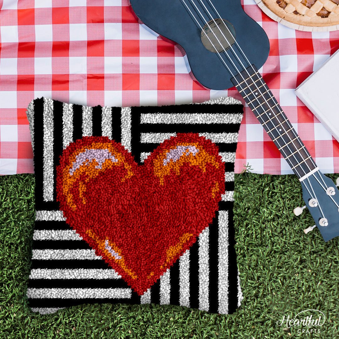 Heart Stripes - Latch Hook Pillowcase Kit - Latch Hook Crafts