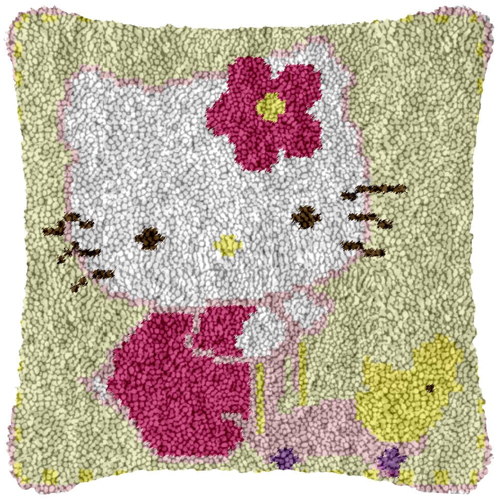 Hello Kitty in Pink - Latch Hook Pillowcase Kit - Latch Hook Crafts